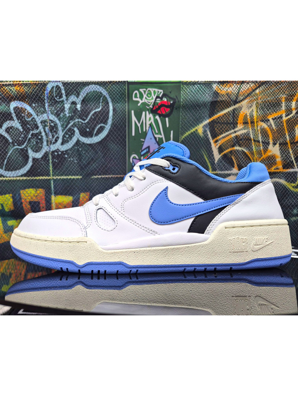 Nike Full Force Low Polar White/Polar/Black Leather Sneakers Mens 11M FB1362-100